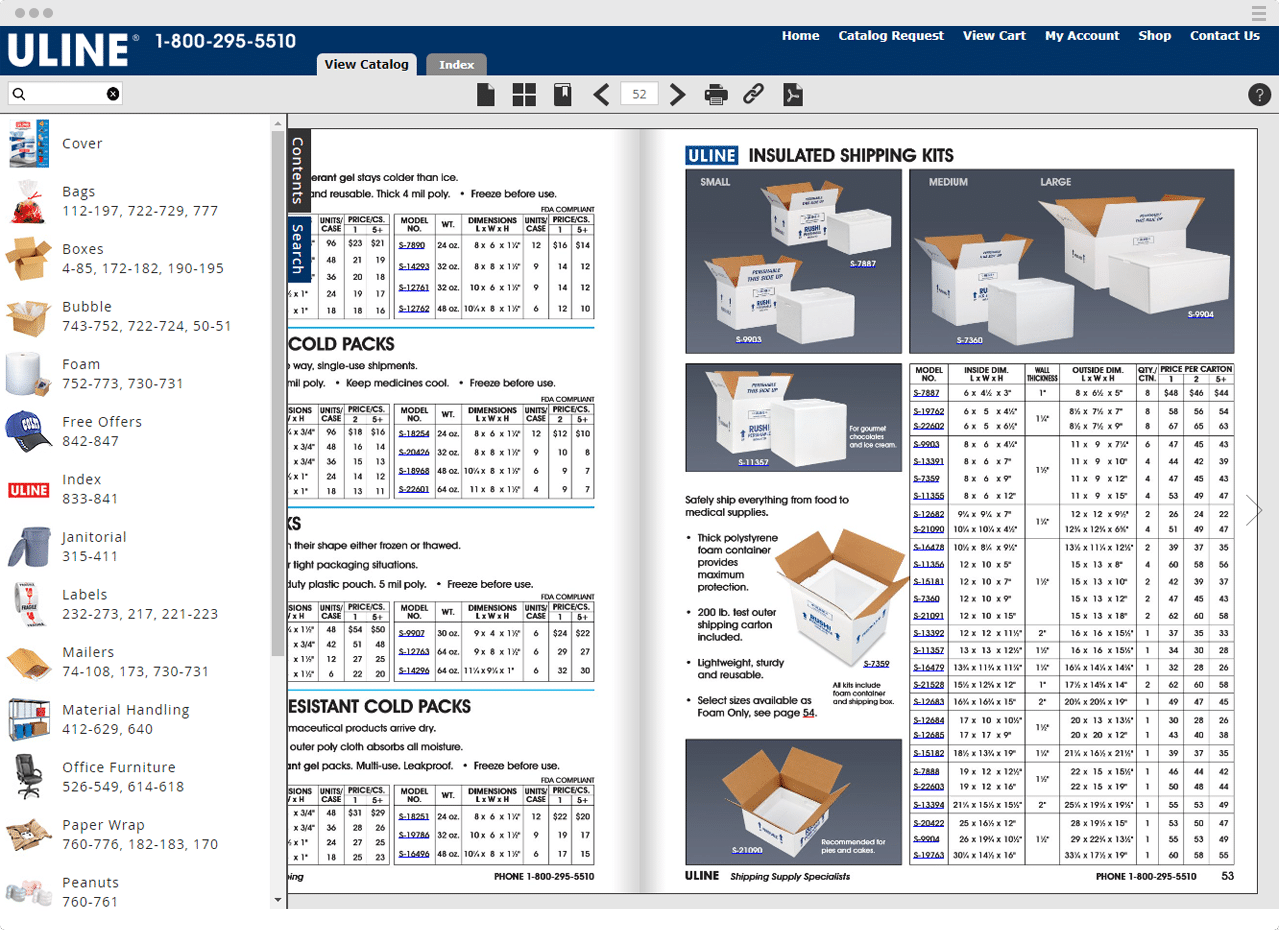 Uline Interactive TOC Digital Catalog